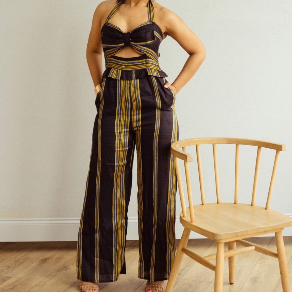 Striped Halter Jumpsuit for Women